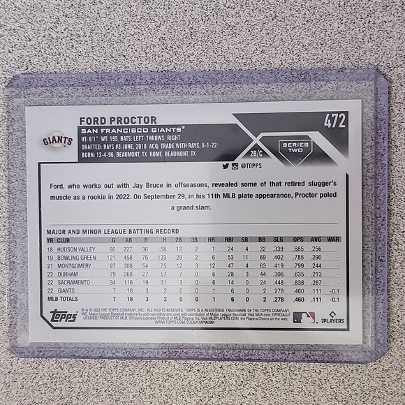 2023 Topps Ford Proctor RC - Picture 2 of 2